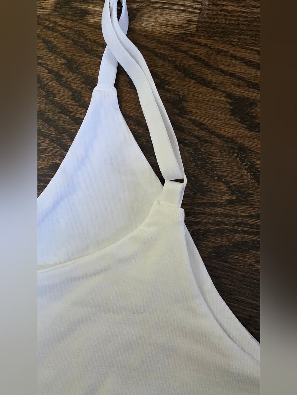 NWOT Pact White Seamless V-Neck Bralette Organic Cotton Size L - Picture 4 of 5